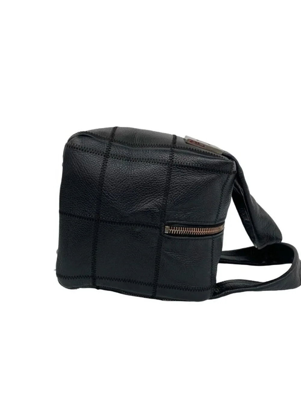 Chanel With Card Choco Bar Caviar Leather Mini Boston Bag Black